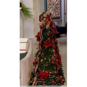 Barbara King 5' Pre-Lit Holiday Floral Pop Up Tree Red